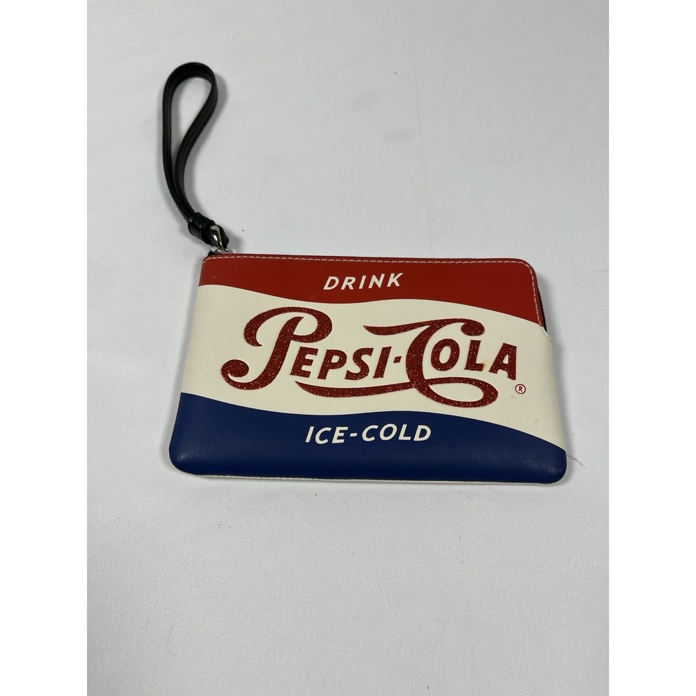 Coach Pepsi-Cola Colorblock Corner Zip Wristlet Wallet Red White Blue F25865